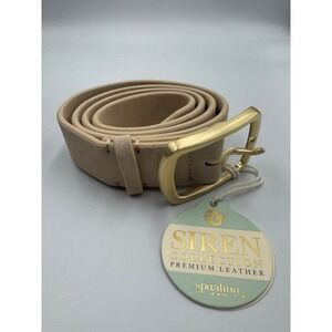 NWT Siren Premium Suede Leather Belt Women Small Beige with a Brass-Tone Buckle